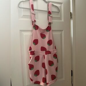 Hot Topic Pink Strawberry Print Overalls
